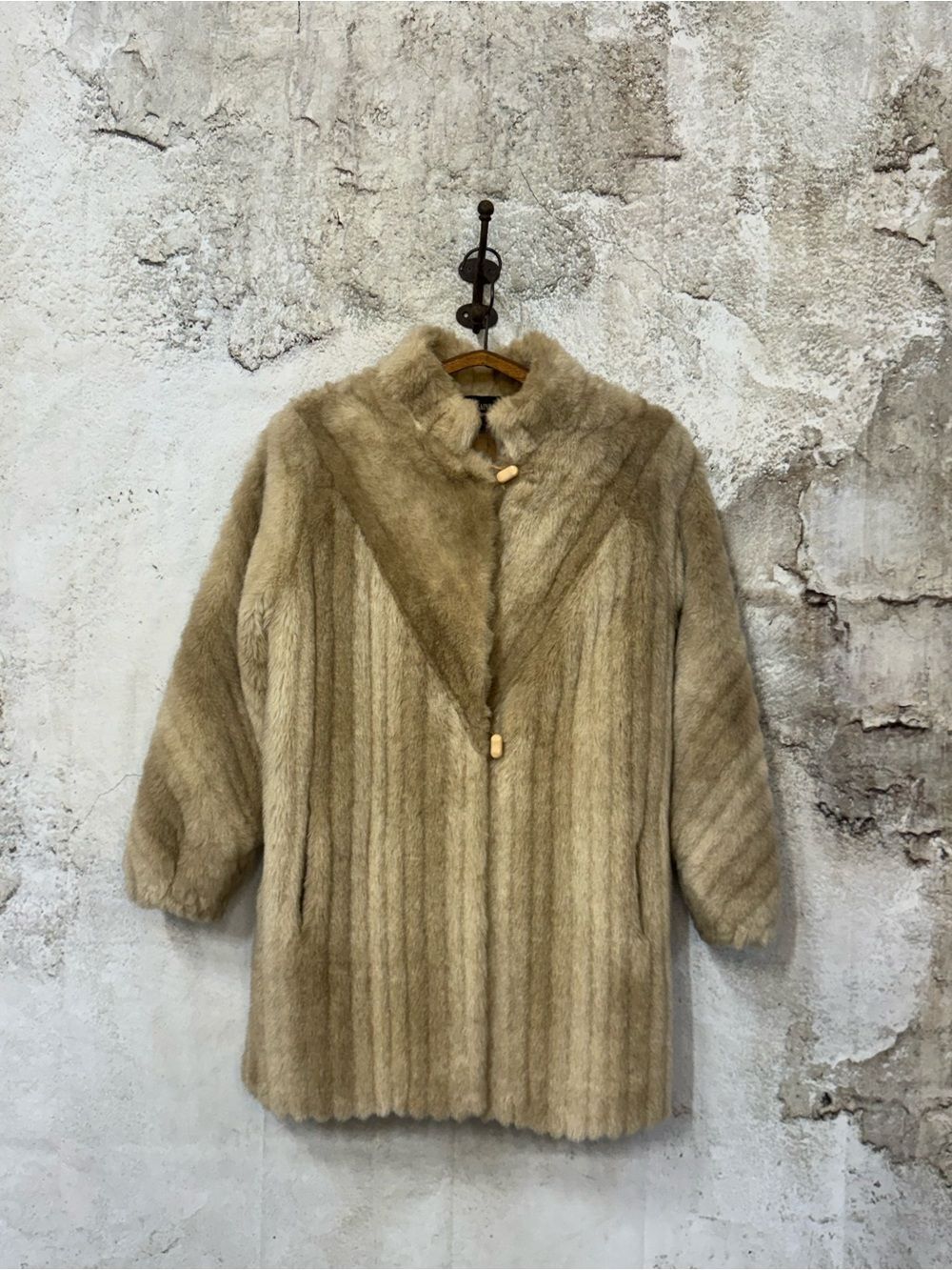 Classic Women's Faux Fur Coat in Light Tan